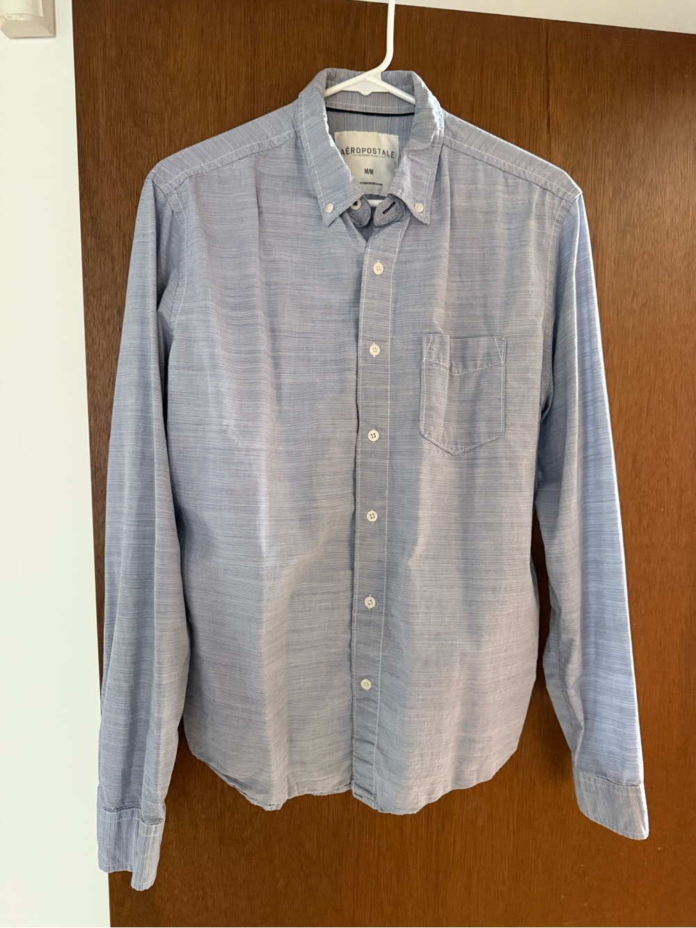 Aeropostale Men's Pale Blue Button-Down Shirt